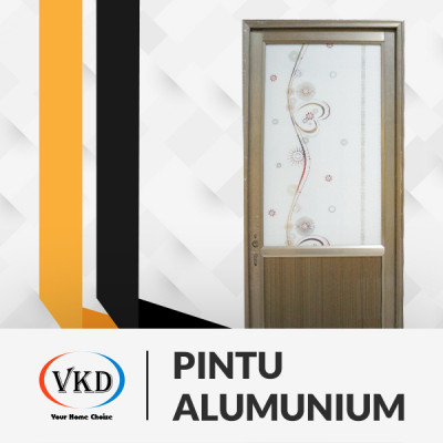 PINTU ALMINI MOTIF 1/2 D-GLASS GOLD GREEN